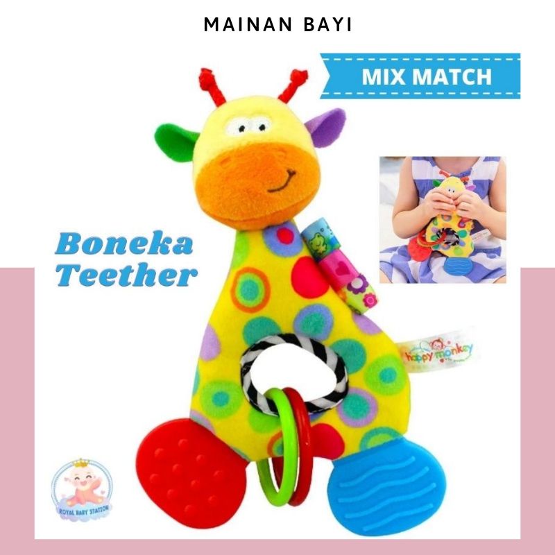 Mainan Boneka Bayi Rattle Teether Jerapah Lucu