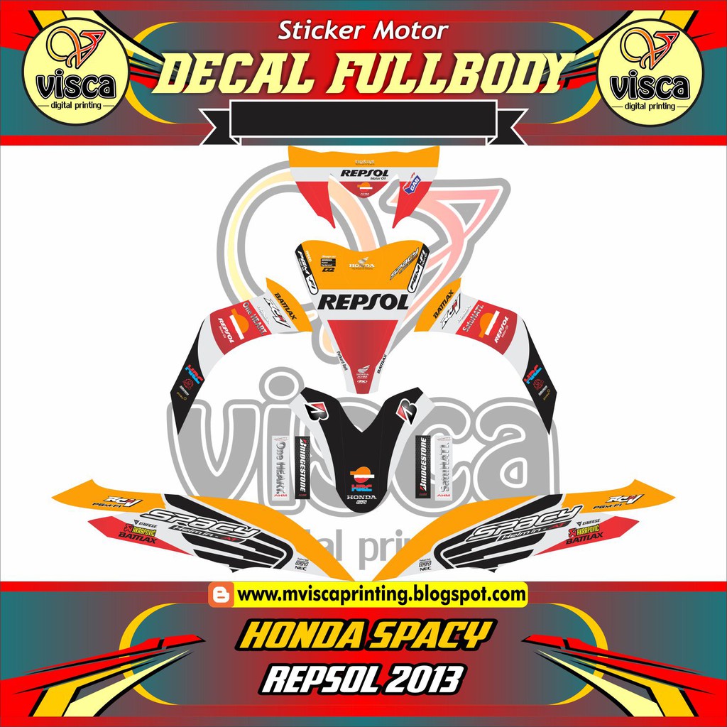 DECAL STRIPING MOTOR HONDA SPACY REPSOL TEAM 2013