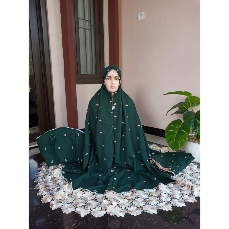 MUKENA BORDIR BUNGA MIX RENDA PRADA CANTIK