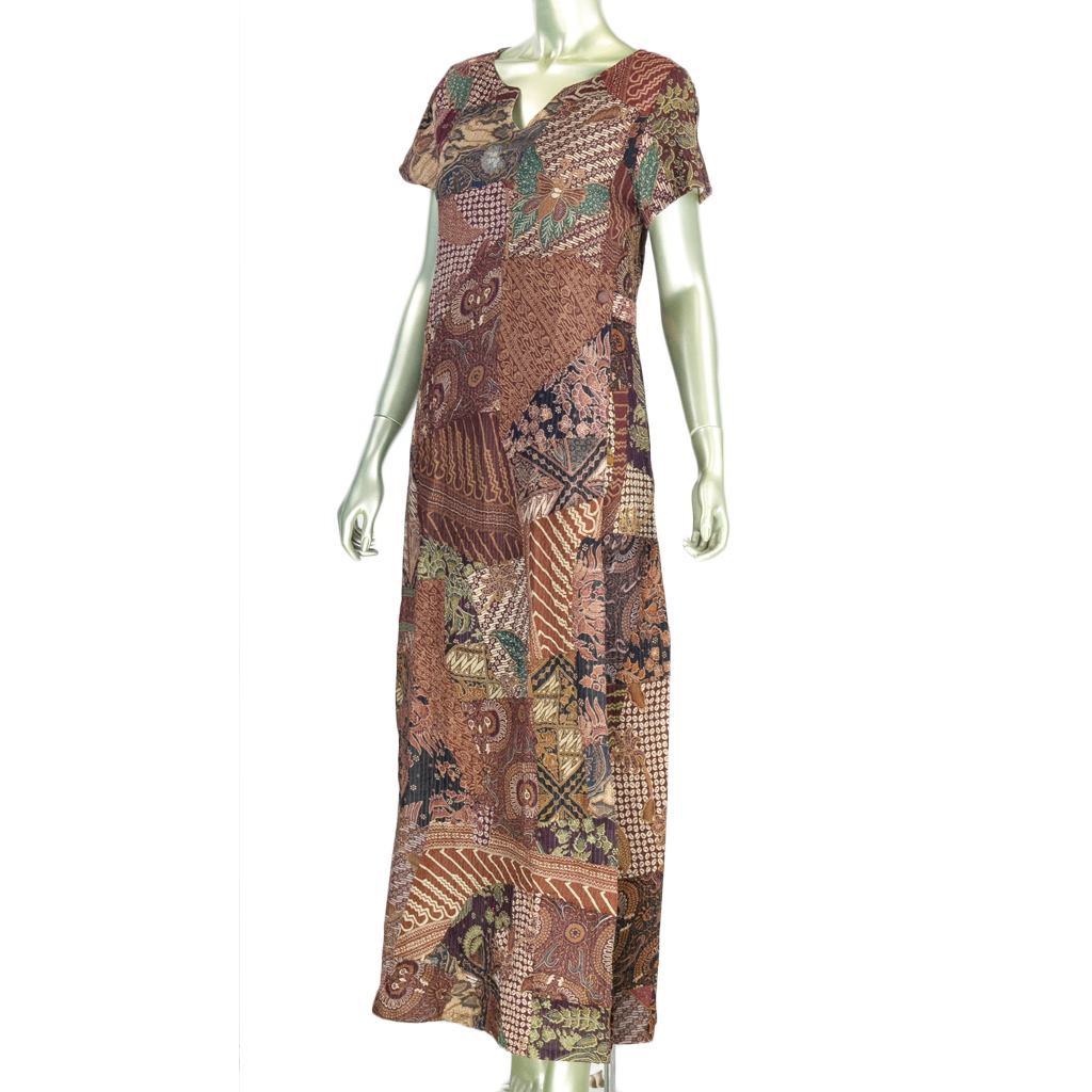 LONG DRESS PRINCESS BATIK MBL BENANG TINDIS LENGAN PENDEK GAUN WANITA