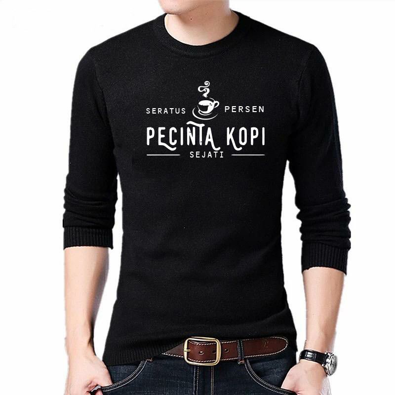 kaos distro pria bhn cotton combed30s tangan panjang halus good quality kata2 PENCINTA KOPI