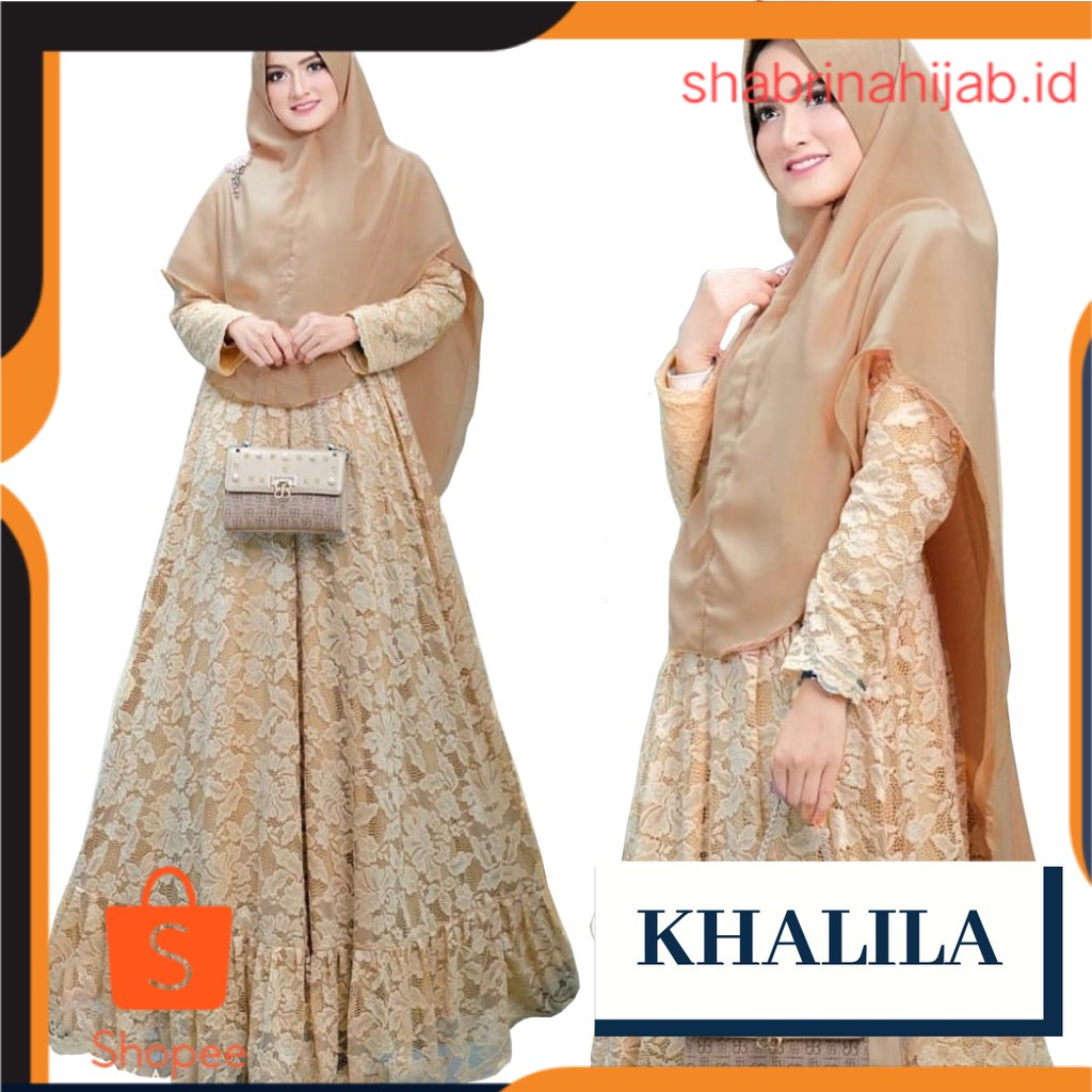 shabrinahijab.id KHALILA DRESS BRUKAT FREE KHIMAR NEW KALILA BROKAT GAMIS KHALIFA SYARI TERMURAH