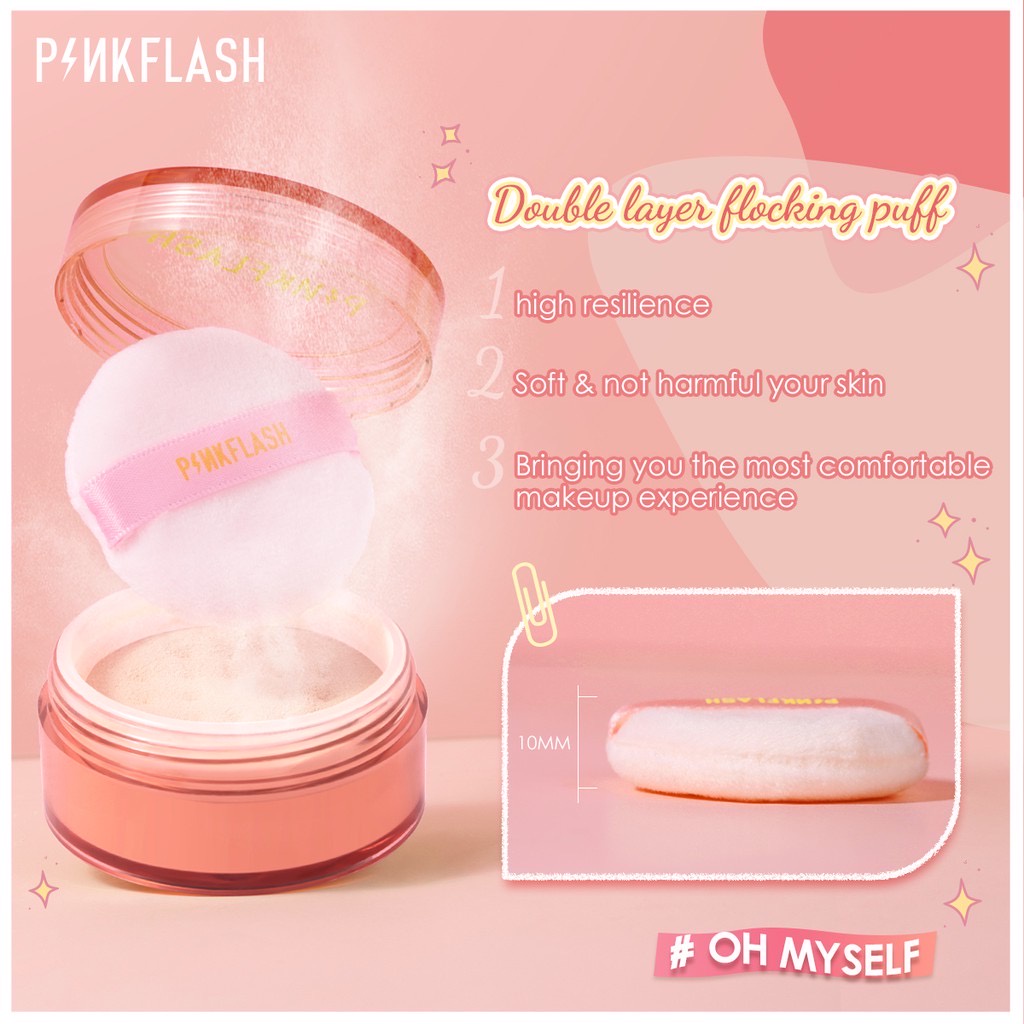 PINKFLASH Loose powder #OhMySelf Matte Translucent Oil-Control 3 Colors Bedak Tabur Pinkflash
