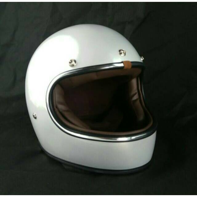 Helm Motor Retro Boulter FF White Solid