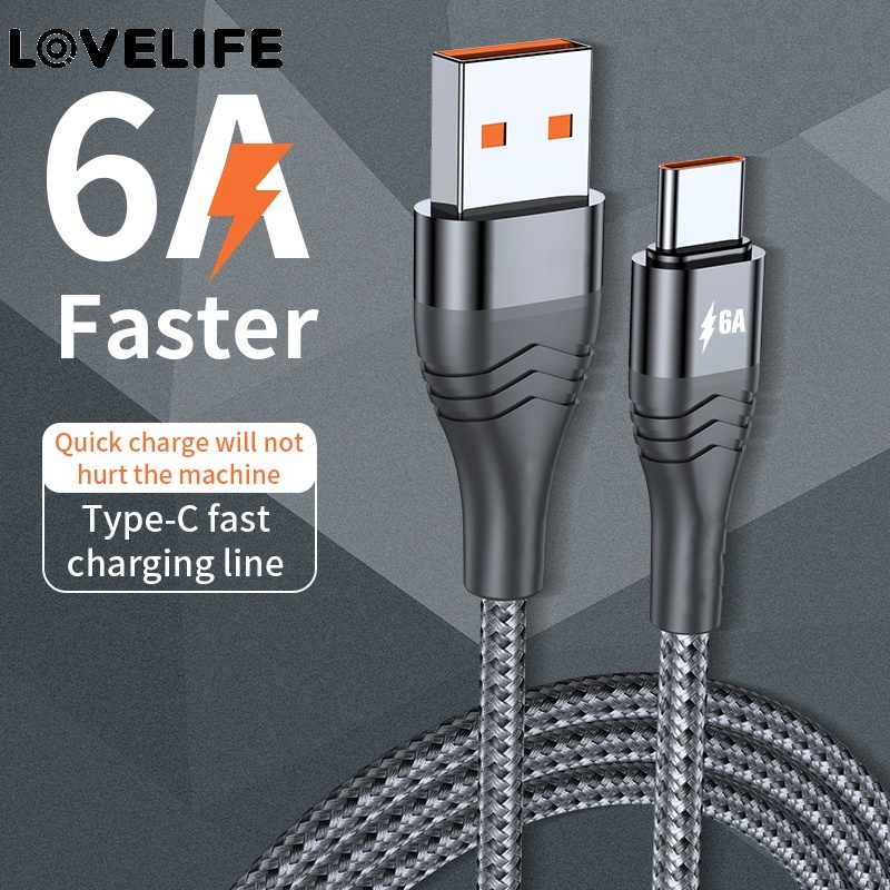 Kabel Data / Charger Usb Tipe C / 6A Fast Charging Bahan Alloy Tahan Lama Untuk Smartphone Universal