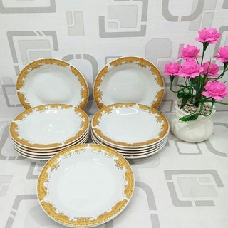 PIRING MAHKOTA MOTIF KERAMIK 23CM GROSIR PARTAI BESAR PIRING MAHKOTA MOTIF KERAMIK 23CM GROSIR PARTAI BESAR
