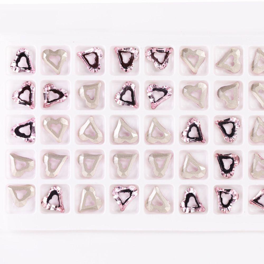 AUGUSTINA Agustinina Heart Ring Nail Charms Love Heart Colorful 20Pcs Wanita Permata Menunjuk Bawah K9 Kaca Kristal 3D Nail Art Dekorasi