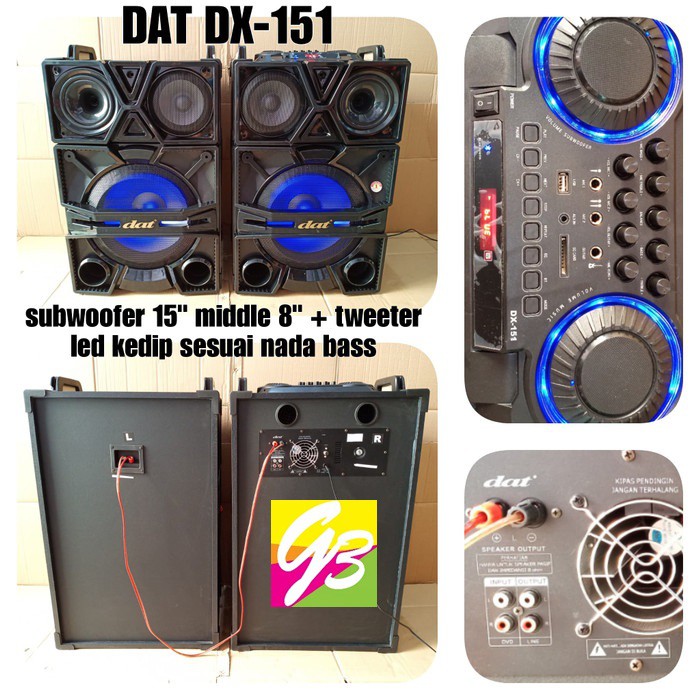 SPEAKER AKTIF DAN PASIF 15 INCH SEPASANG DAT DX 151