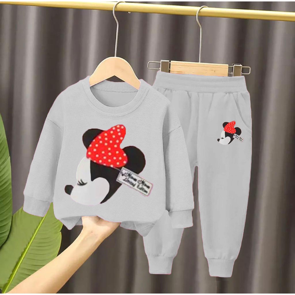 PROMO SWEATER ANAK PEREMPUAN MOTIF MINNIE MOUSE 1-5 TAHUN SETELAN SWEATER ANAK TERBARU DAN TERLARIS