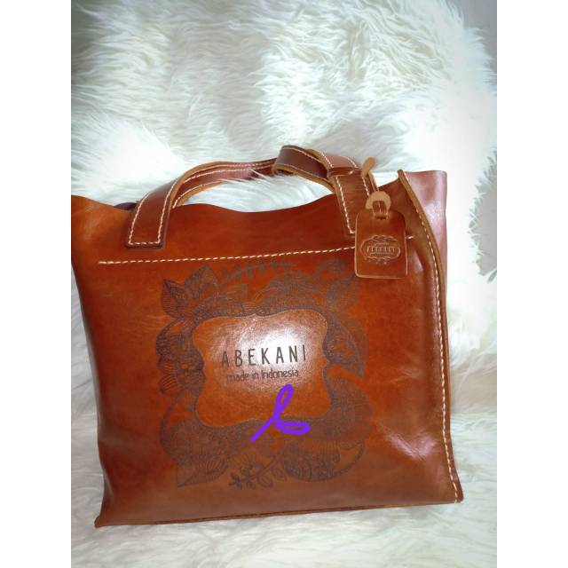 Engrav tote Abekani dengan scrath bawaan kulit khas pu