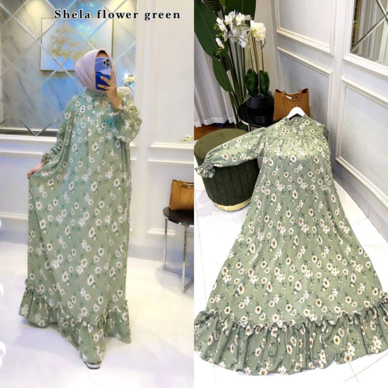 NEW DRESS BUNGA DRESS SHELA FLOWER VIRAL GAMIS MUSLIMAH KEKINIAN