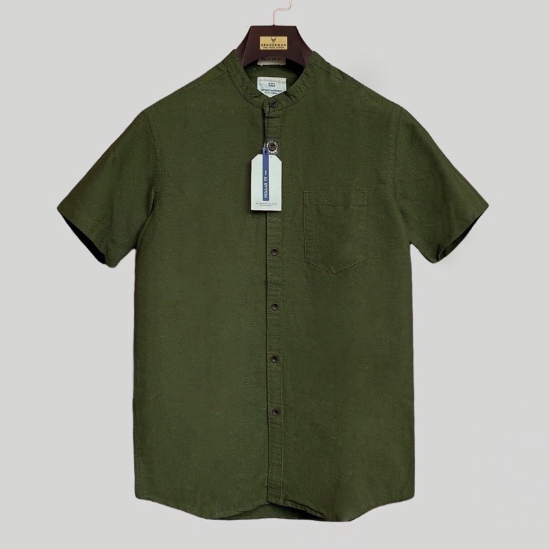 Peternation kemeja oxford warna hijau army 5B4