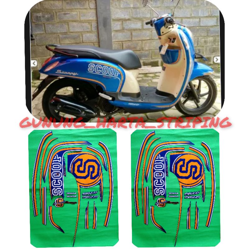Striping Stiker Lis Les Body Motor Honda Scoopy Sporty FI 2014 Full Set Motif Standar Original Warna