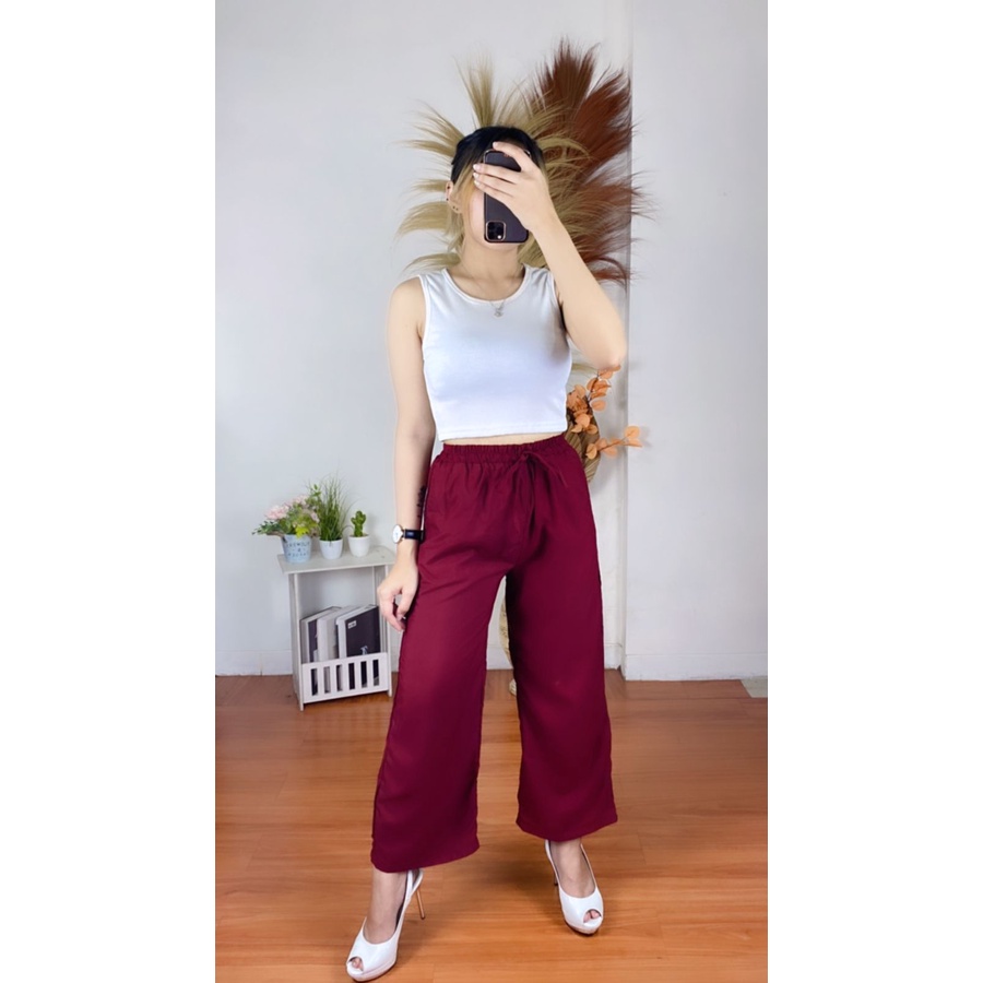 RX Fashion- Yuna Pants / Kulot Armany Pants (Ada Ban Pinggang ) WIDI LEG KULOT - LOOSE CULLOTE / DAILY KULOT ANTI BENGAH JUMBO KULOT  &quot; Gratis Ongkir &quot; -BN