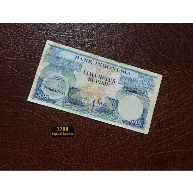 Uang Kuno Indonesia Rp.500 Rupiah Seri Bunga Tahun 1959 (Langka)