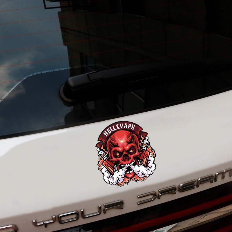 JDM Reflektif Sepeda Motor Stiker Tengkorak Tubuh Dekorasi Stiker Serigala Goresan Penutup Stiker