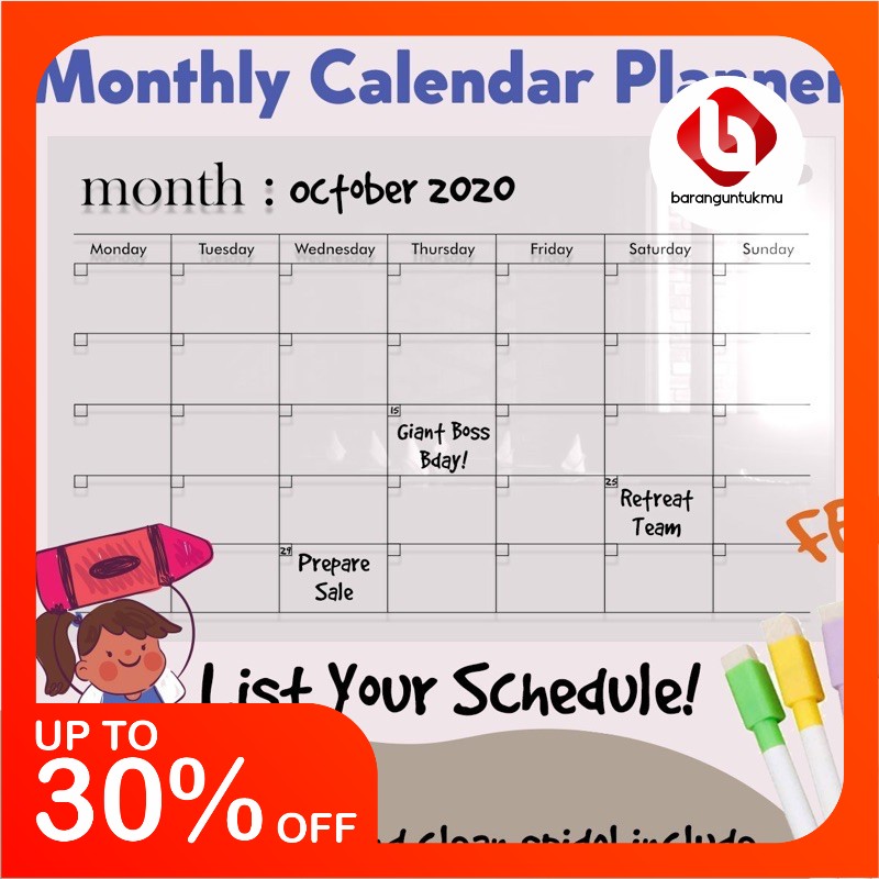 

MONTHLY PLANNER TODO PLANNER ACRYLIC MURAH