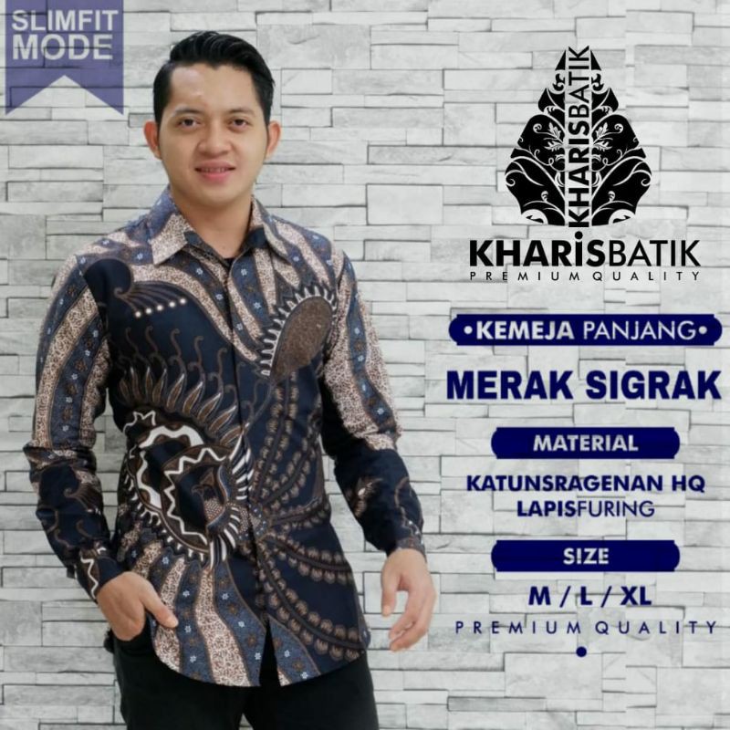 Merak Sigrak kemeja batik pria lengan panjang atasan batik by kharis