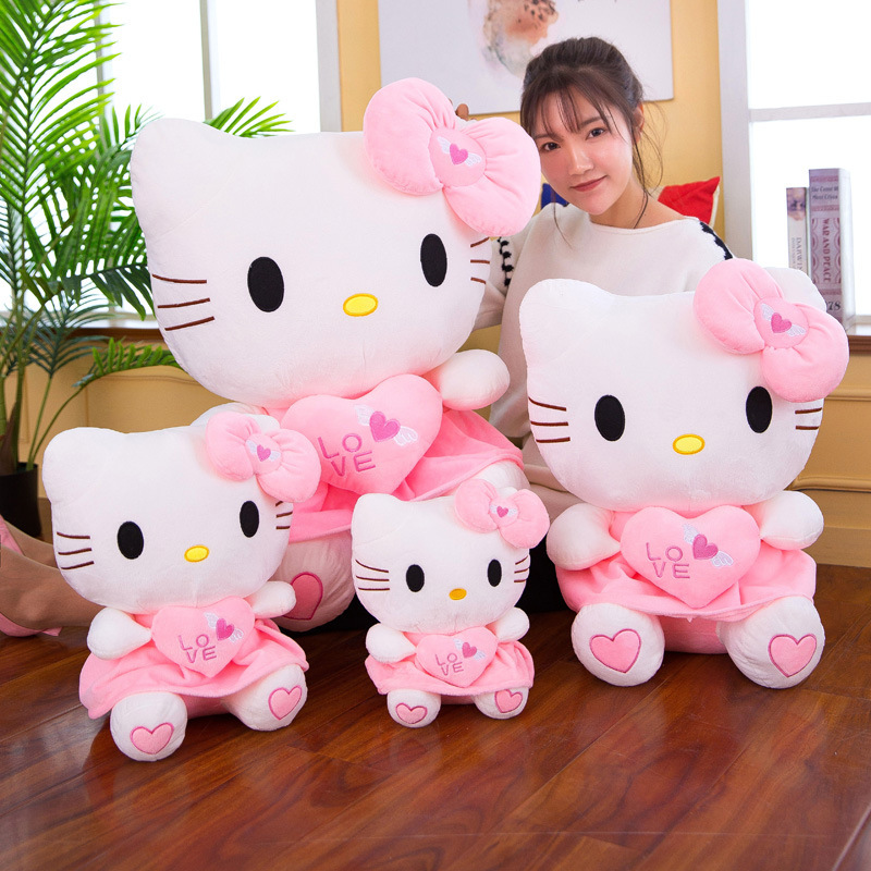 HELLO KITTY Boneka Hello Kitty Bahan Plush Lembut Ukuran 30-55cm Untuk Hadiah