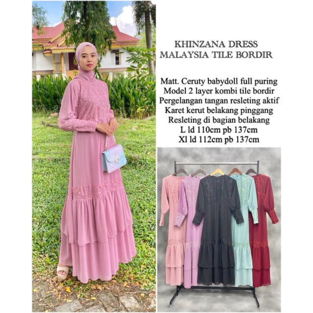 PB Prilly Busana - KHINZANA DRESS MALAYSIA TILE BORDIR - GAMIS MALAYSIA - GAMIS TILE BORDIR MALAYSIA - DRESS PESTA