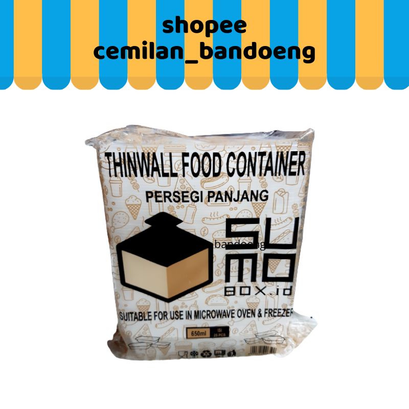 thinwall/kotak makanan/box kemasan merk sumo ukuran 650 ml