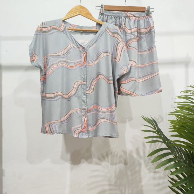 PIYAMA KANCING PENDEK HITS PIYAMA KANCING BUSUI | PIYAMA RAYON | HOMEWEAR-PDV JJ