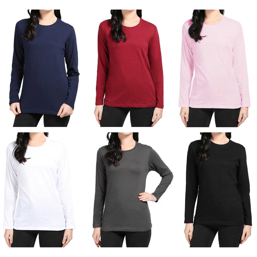 Bess - Kaos O-Neck Lengan Panjang Wanita Murah / Kaos Basic O-Neck Lengan Panjang