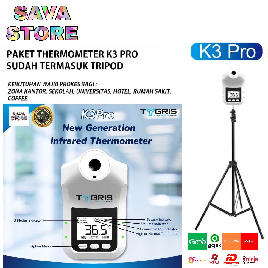 K3 Thermometer Pro non contact infrared sudah termasuk stand tripod