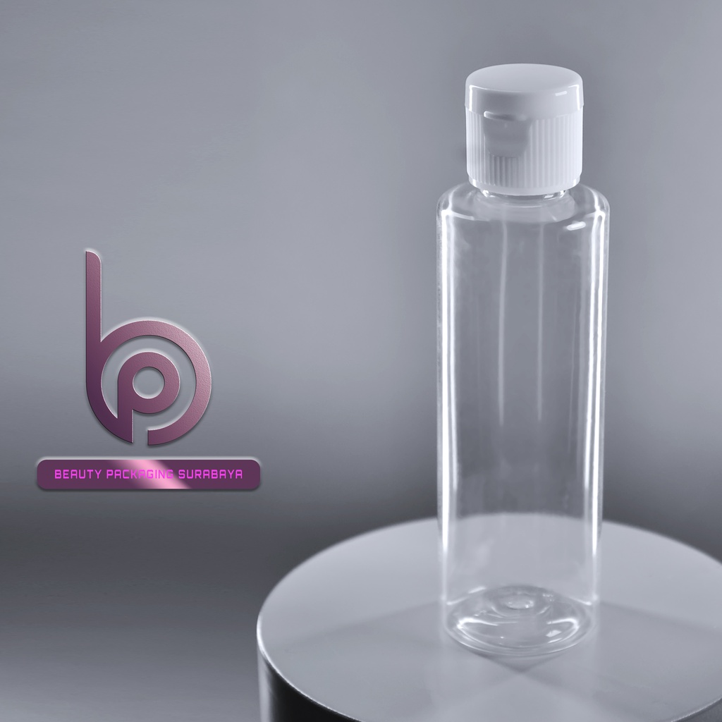 Botol Plastik PET 60ml RF Bening Tutup Fliptop