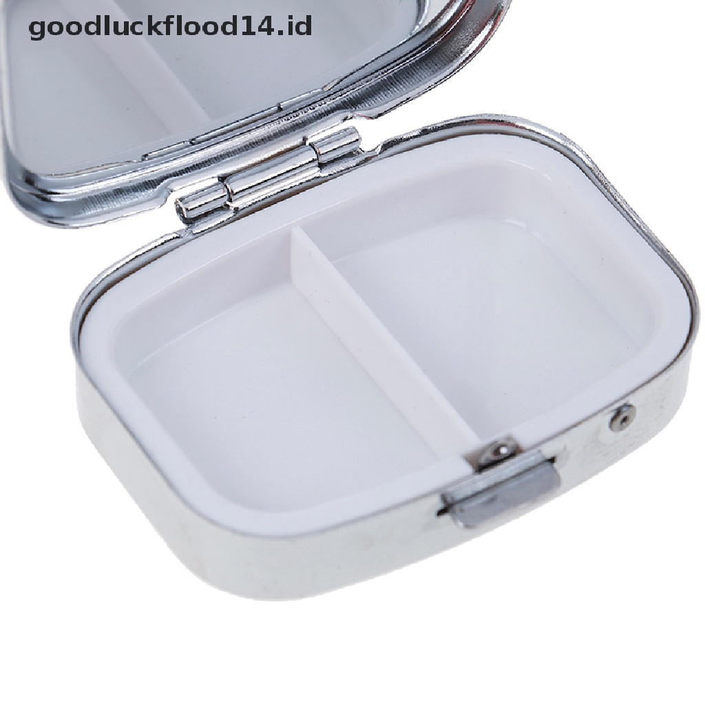 [OOID] 1Pc small metal round rectangular silver tablet pill box container medicine case ID