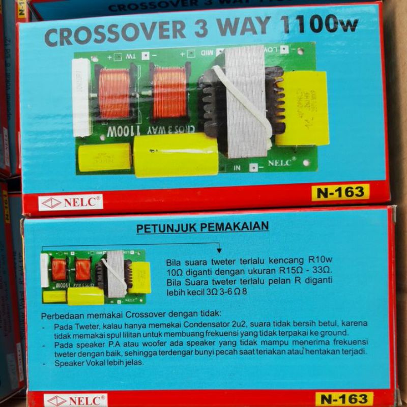 KIT CROSSOVER PASIF 3WAY 1100W  TWITER ,MIDLE,WOOFER NELC N-163 CROSOVER