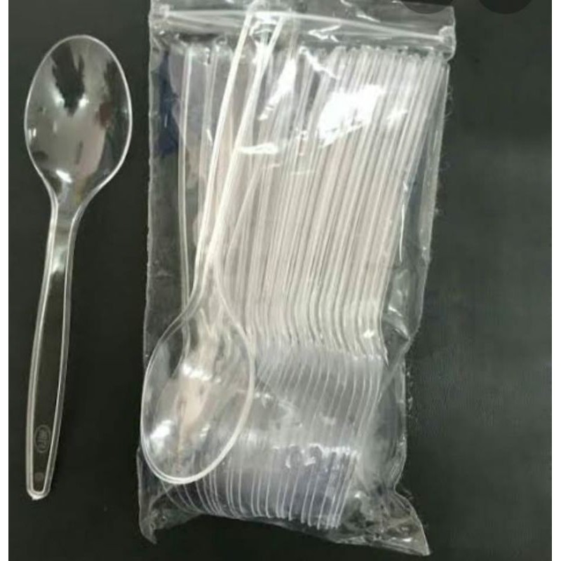 

sendok plastik bening makan isi 25