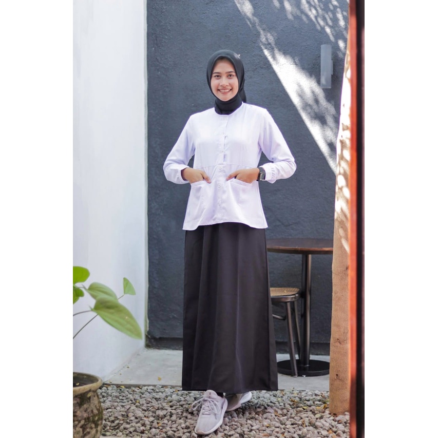 Seragam hitam putih atasan/rok/gamis PNS wanita