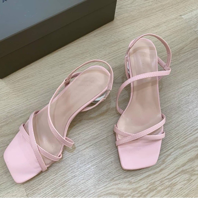 [7.7 Boombastis Sale⚡] - SEPATU SHOES WANITA CKS112 ASYMMETRIC STRAP LUCITE HEEL SANDAL  PREMIUM IMPORT