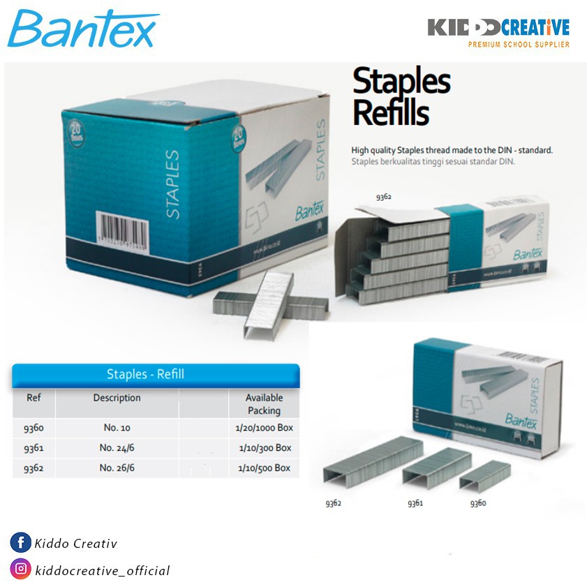 

BANTEX STAPLES NO. 10 24/26/6 (16) /1000 PCS