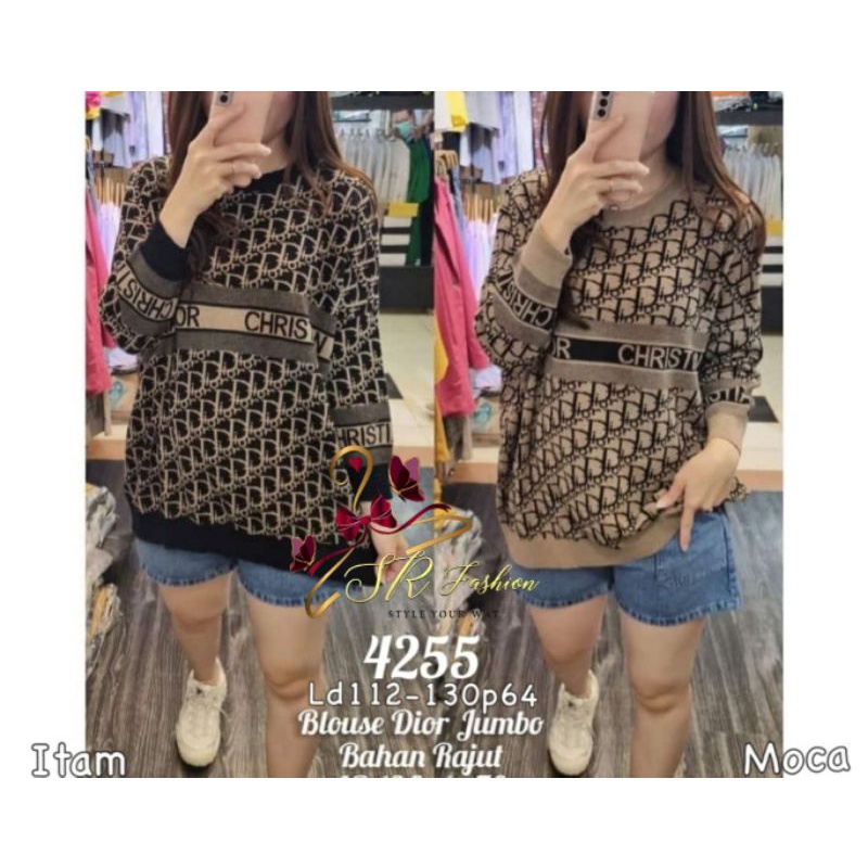 Blouse sweater rajut blouse wanita dewasa jumbo dior 4255