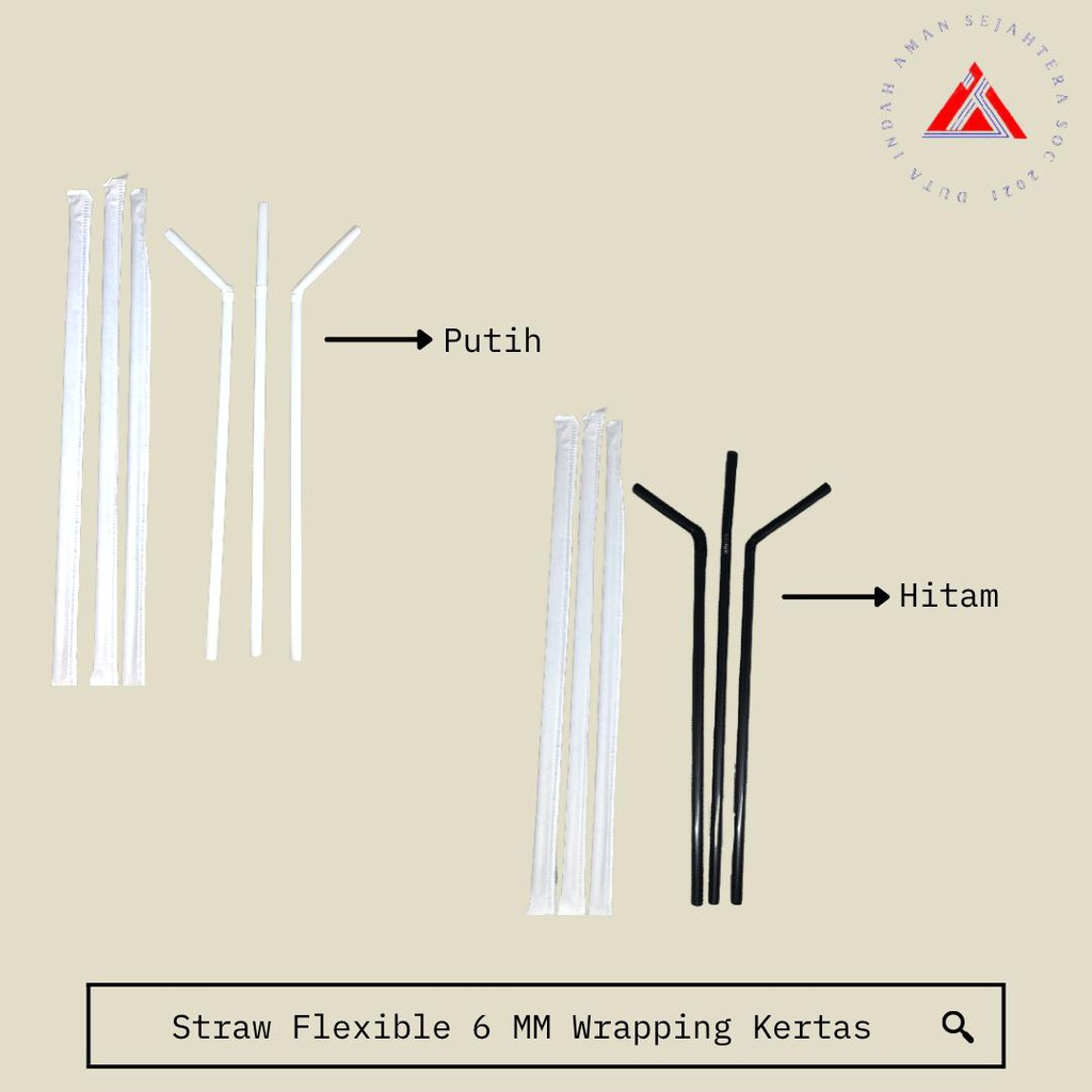 Jual Straw Flexible Mm Wrapping Kertas Sedotan Steril Bungkus Kertas Putih Dan Hitam