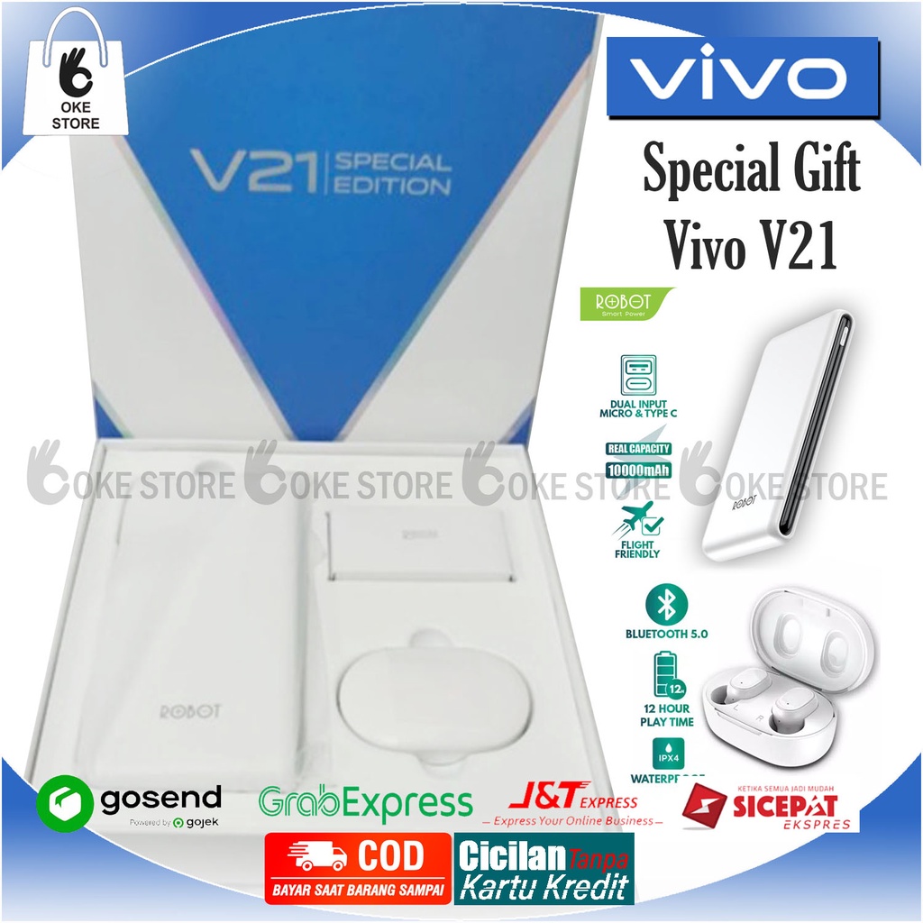 Spesial Gift Box Vivo V21 Power Bank Plus Tws Robot
