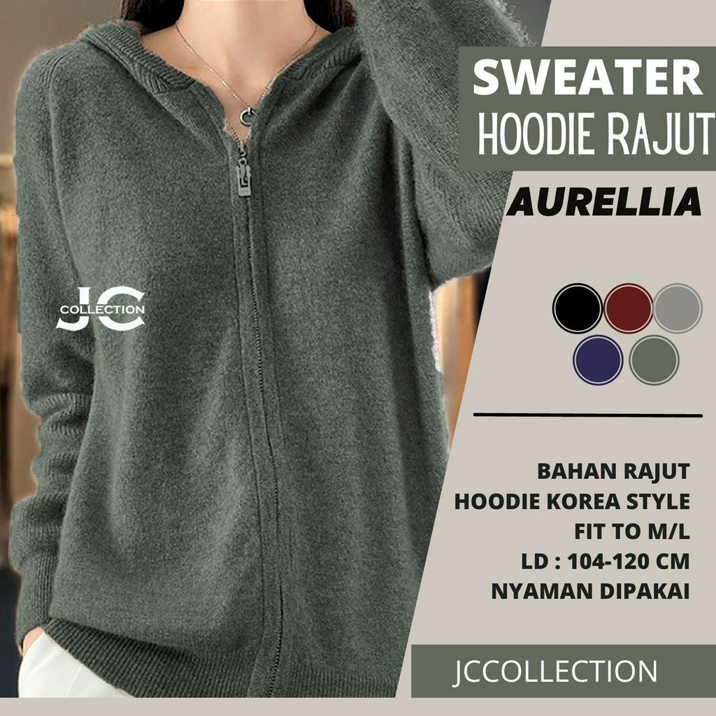 Jaket Hoodie Rajut Roundhand Aurell Ariiel Sweater Jempol polos- JCCollections