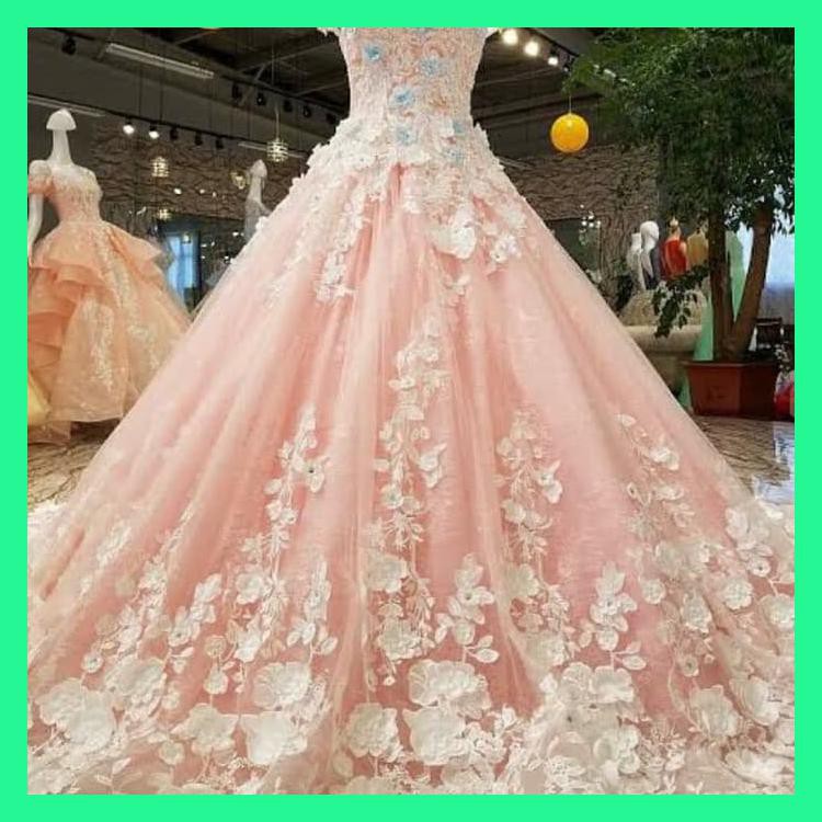 GAUN PENGANTIN IMPORT MEWAH - MERAH MUDA