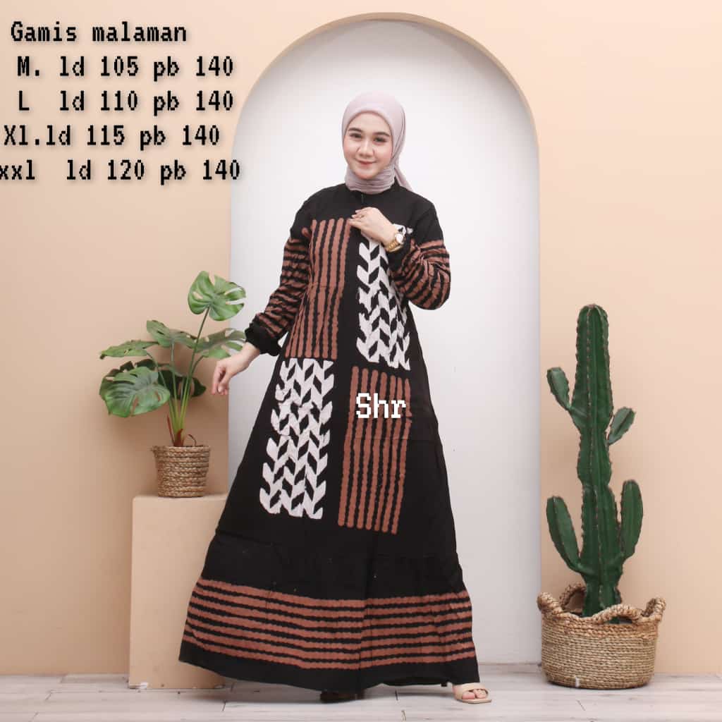 GAMIS BATIK MALAMAN/GAMIS SYARI SLETING DEPAN