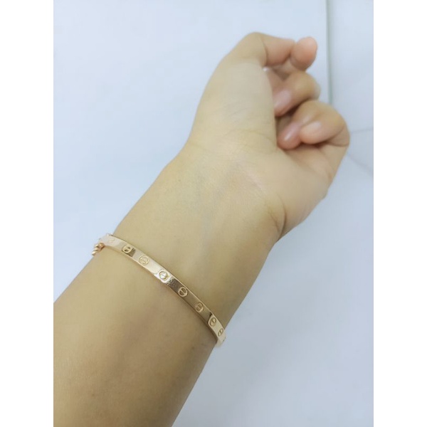 GELANG PERAK ASLI SILVER 925 LAPIS EMAS/GELANG BANGLE CART*ER POLOS/GELANG ASLI SILVER 925/FASHION WANITA