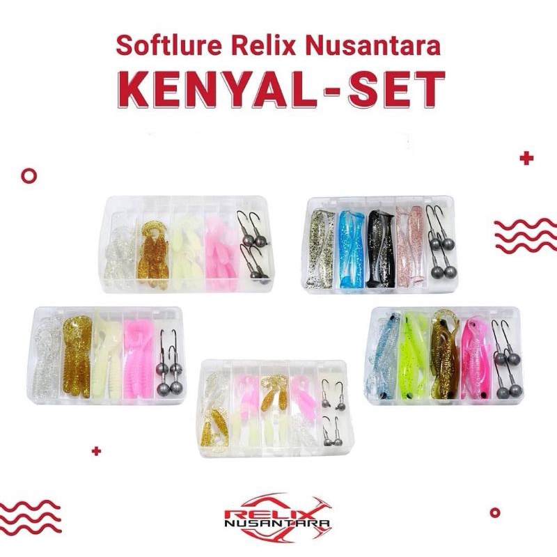Soft Lure Softlure Relix Nusantara Kenyal Set Box Kotak Jig Head Cireng Cimol Cilok Cireng 1.8 2.5 5
