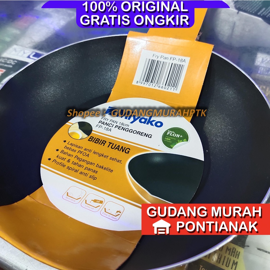 Miyako Panci / Wajan Penggorengan / Fry Pan 18 cm Teflon Anti Lengket FP18A / FP18 A / FP 18A / FP 18 A / FP-18A