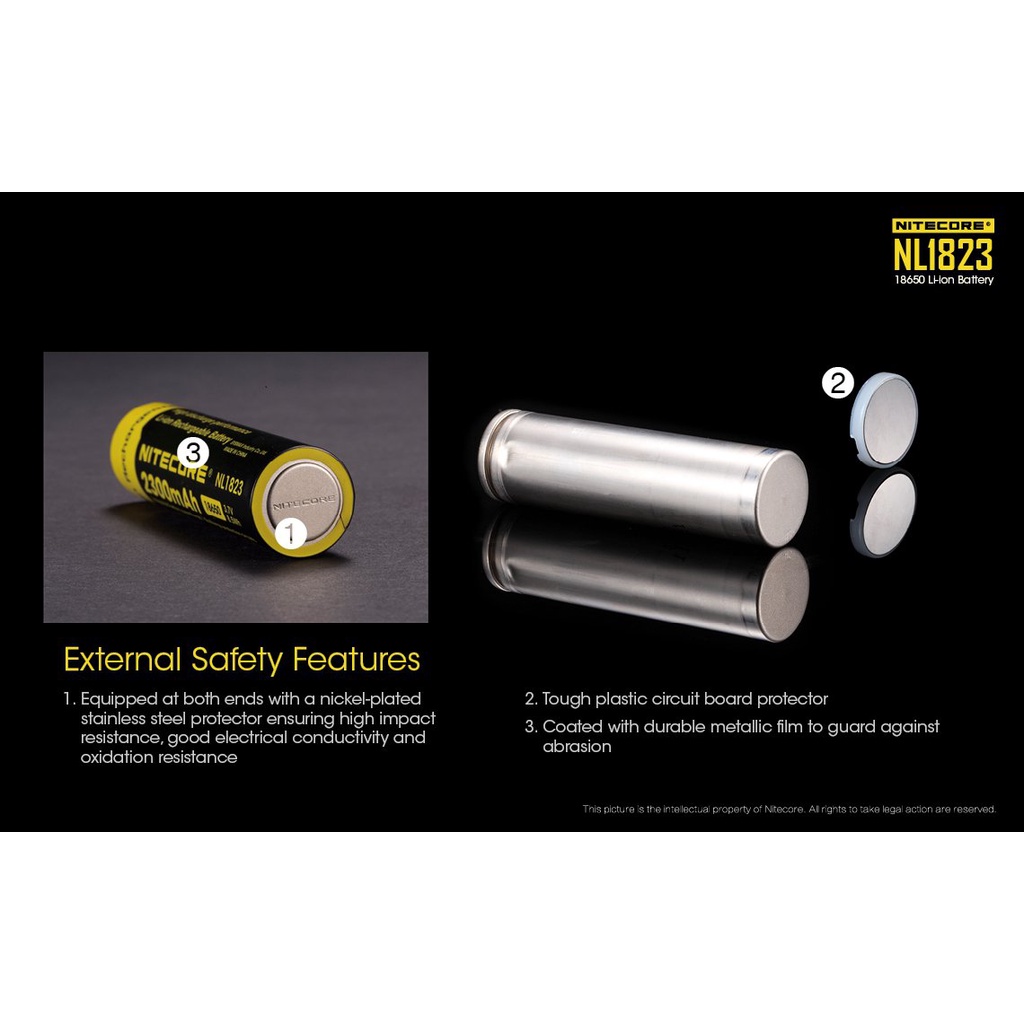 NITECORE 18650 Baterai Li-ion 2300mAh 3.7V - NL1823