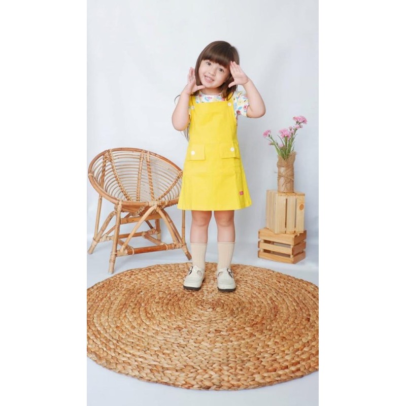 Flowkids Set Overall Anak Perempuan - Setelan Dress Dres Pendek Harian OverAll Usia 2 4 6 8 10 Tahun