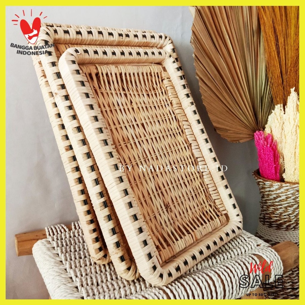 Nampan / Baki / Tray Anyaman Rotan , Food Storage Platters rattan Handmade Korean style