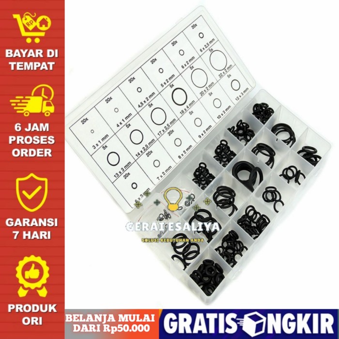 Karet Rubber O Ring Seal Tightening 225 PCS Plus Box Black