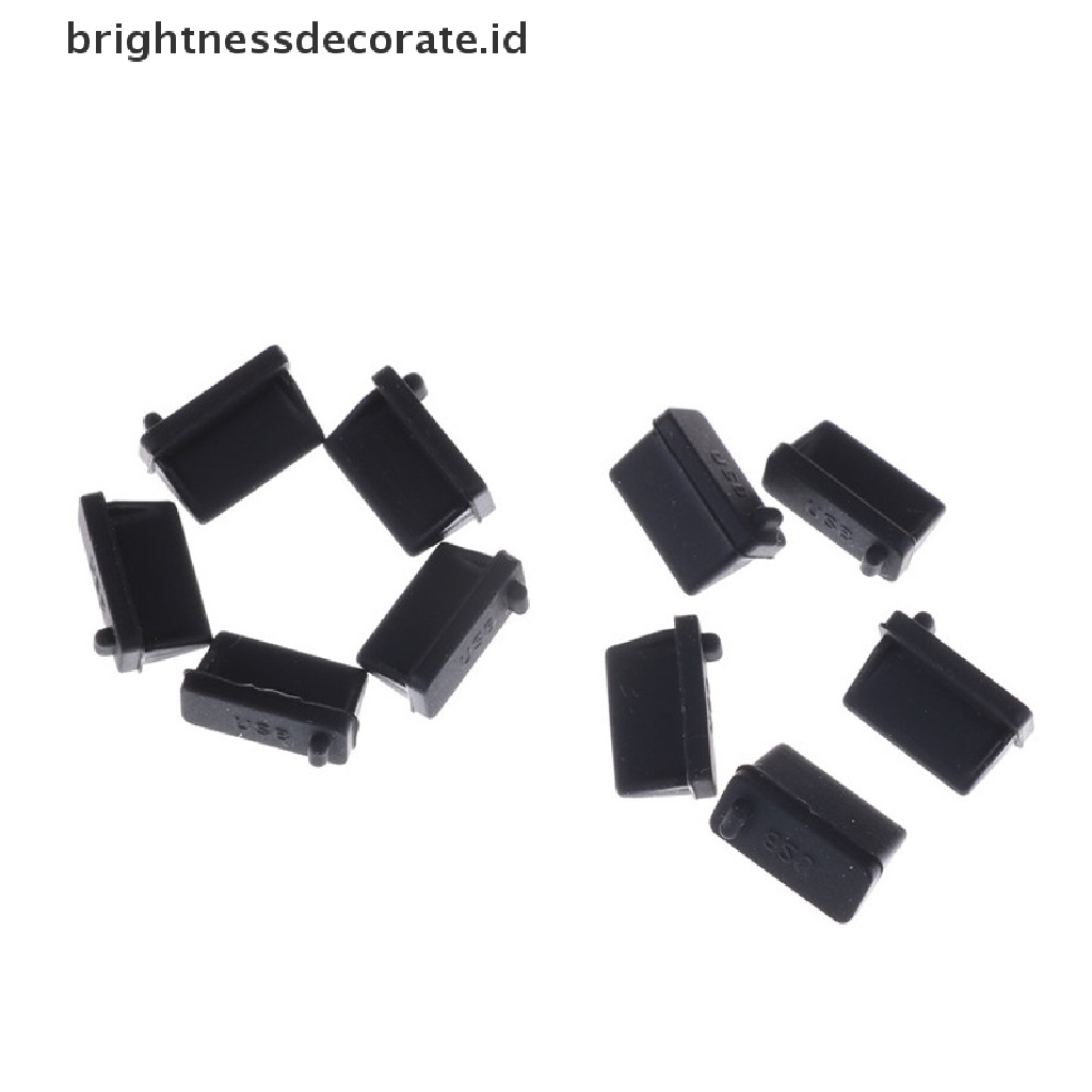 10 Pcs Plug Stopper Pelindung USB Female Tipe A Bahan Karet Warna Hitam Anti Debu