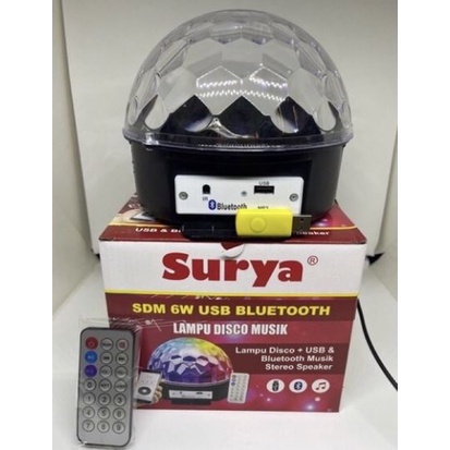 Lampu LED Speaker Disco USB + bluetooth Merk Surya SDM 6W